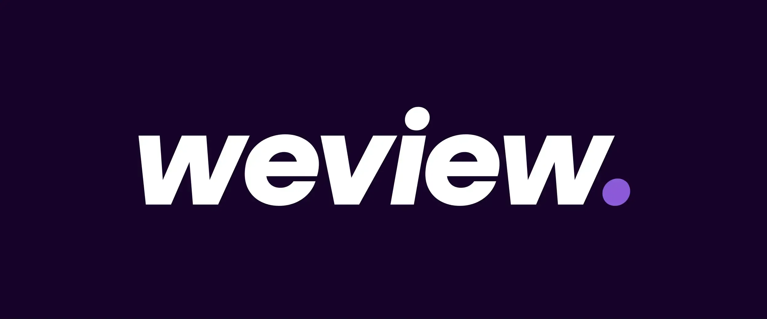 The WeView wordmark: a bold lowercase weview with a purple full stop, white on deep purple