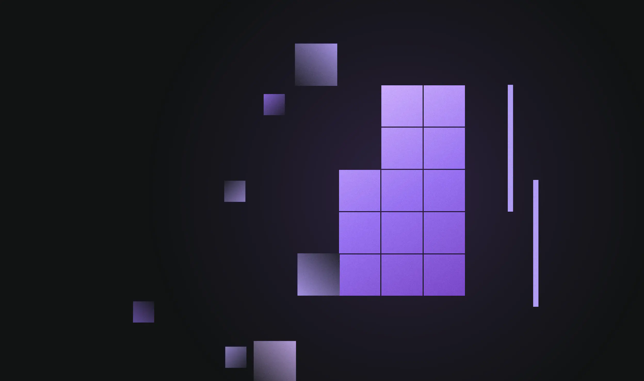 Scattered purple cubes settling into an ordered block