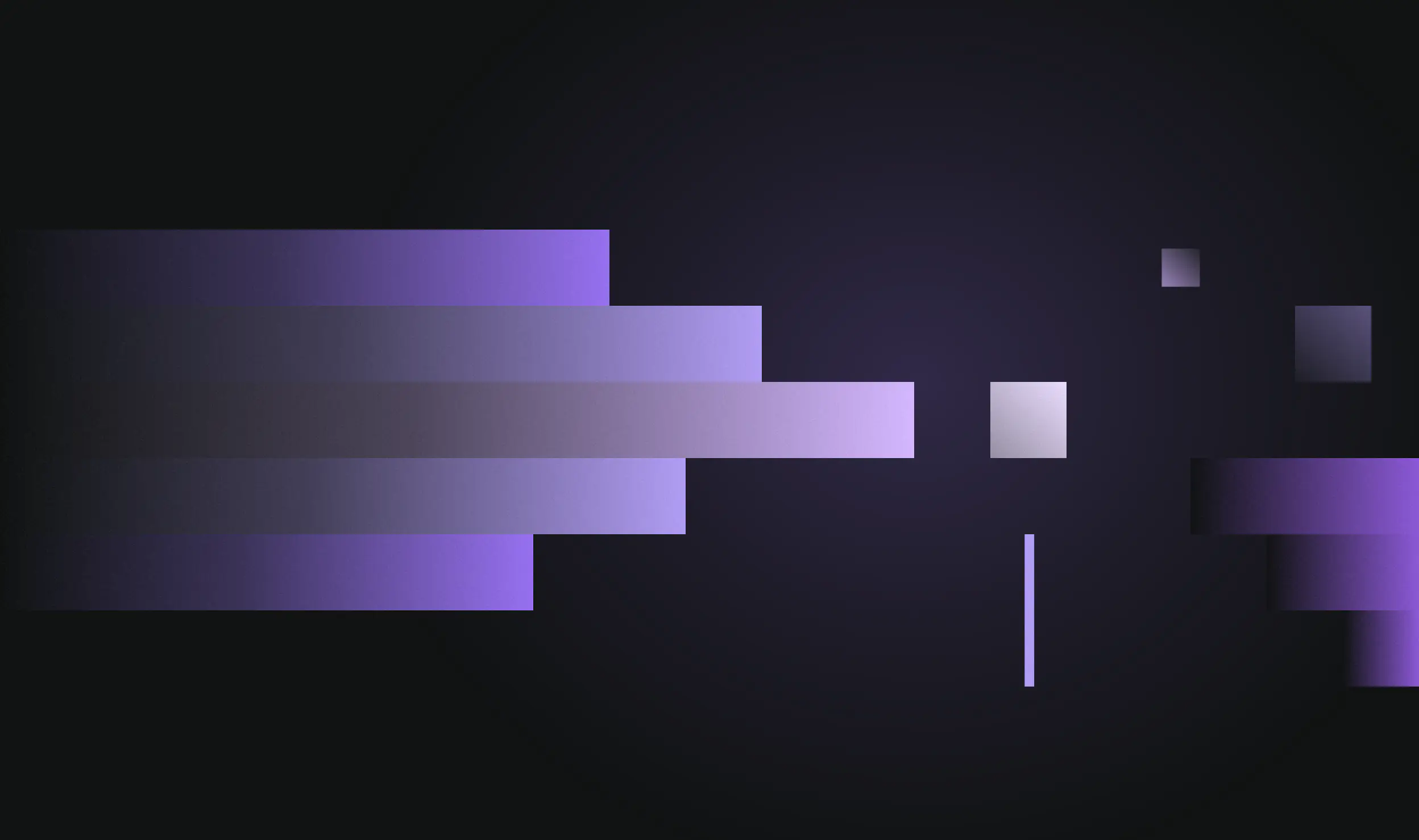 Rows of purple bars stepping in from the left edge toward one bright cube