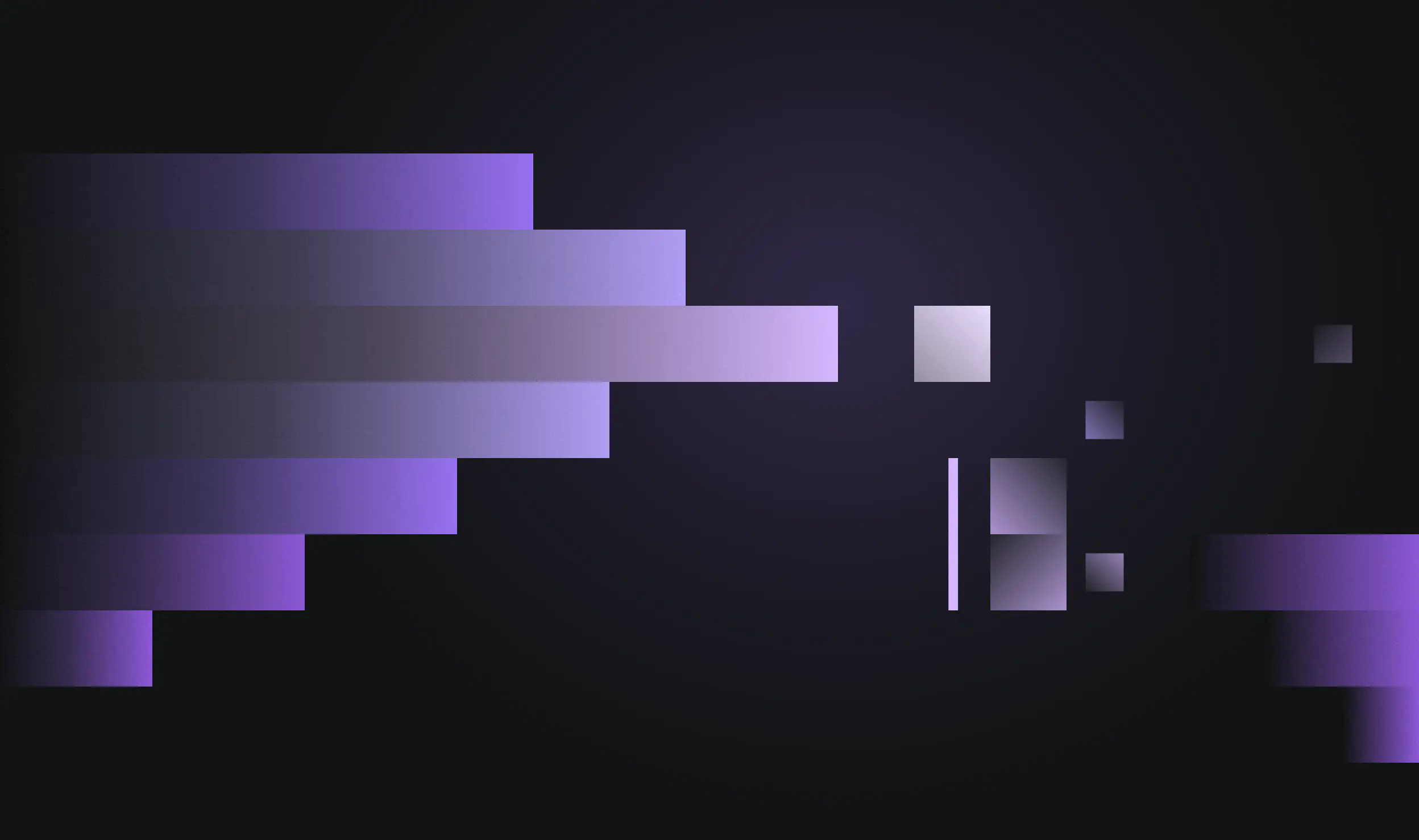 Rows of purple bars stepping in from the left edge, one bright cube ahead